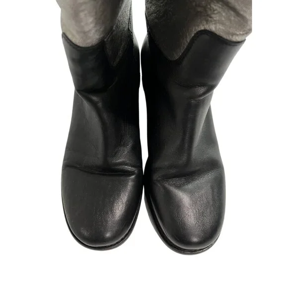 Chanel Two-Tone Leather Riding Boots in Black/Silver - Picture 4 of 6